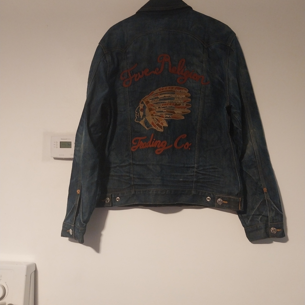 Rare True Religion Denim JIMMY 1971 Western Jacket embroidered Indian Size xl